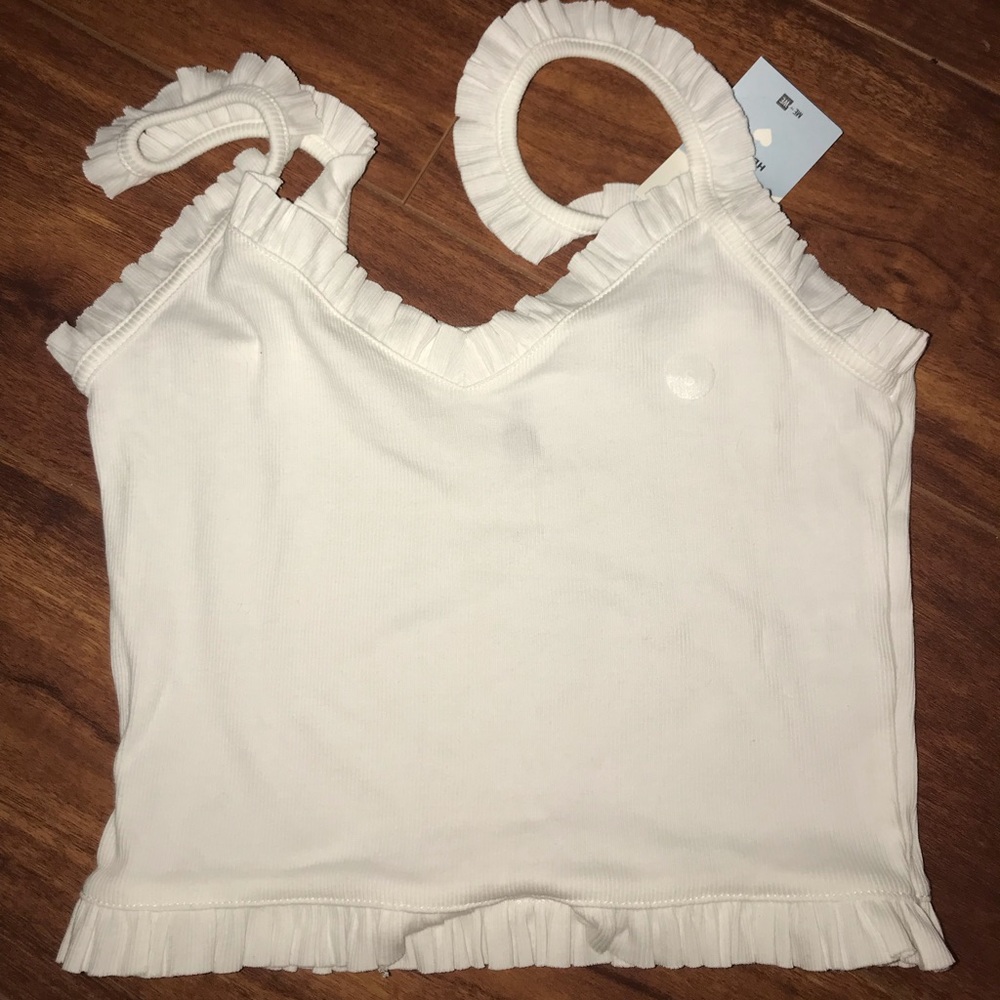 white ruffle crop top